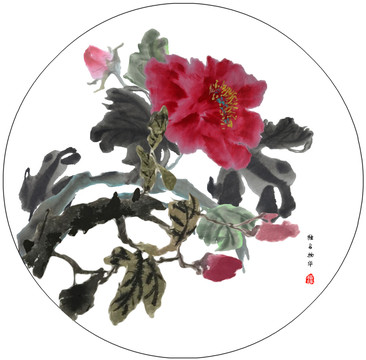 手繪寫意牡丹