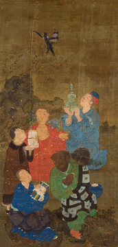 唐卡卻英多杰繪羅漢
