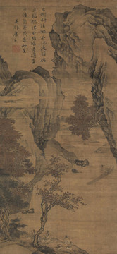 唐寅唐伯虎秋江待渡圖