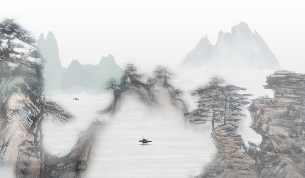 手繪寫(xiě)意山水