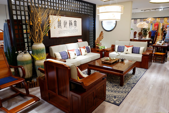 新中式沙发背景墙实木背景墙