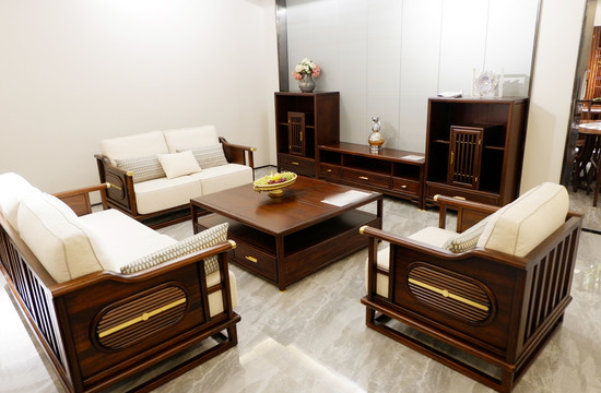客厅新中式家具实木沙发