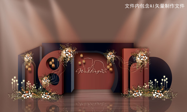 深藍咖啡色婚禮
