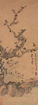 陳洪綬梅石水仙圖