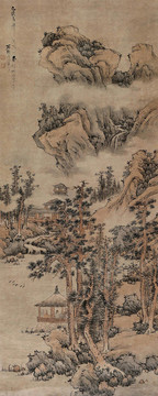 藍瑛仿董源山水