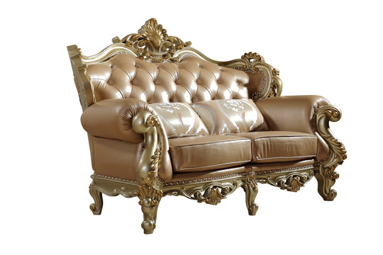 欧式古典真皮双人沙发