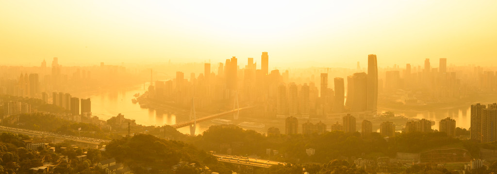 重庆城市夕阳全景风光