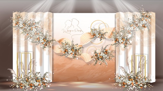 简约香槟色橙色婚礼效果图设计