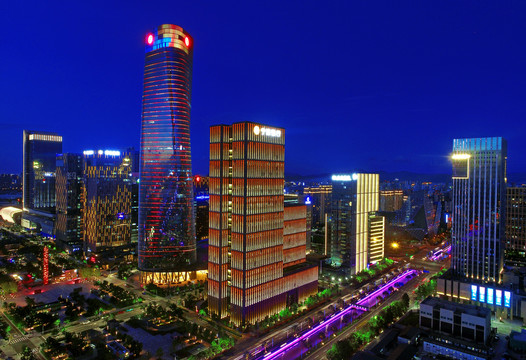 宁波东部新城航拍夜景
