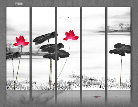 水墨畫(huà)荷花
