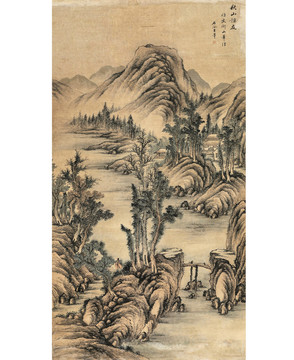 王翚秋山訪友圖