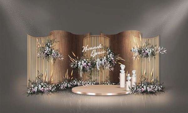 泰式咖色婚礼背景设计