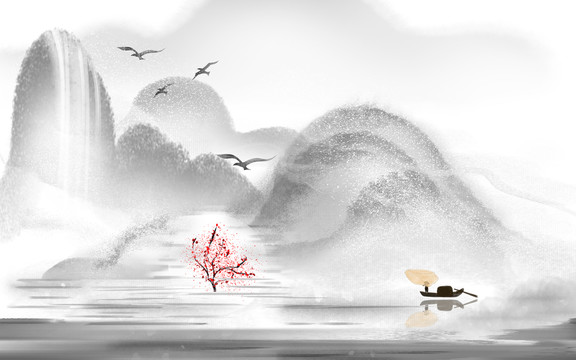 水墨中國(guó)風(fēng)山水