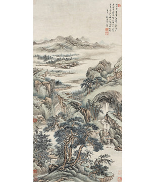王翚溪山讀經(jīng)圖