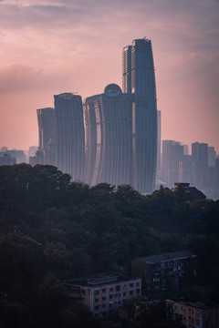 重庆渝中半岛夕阳风光