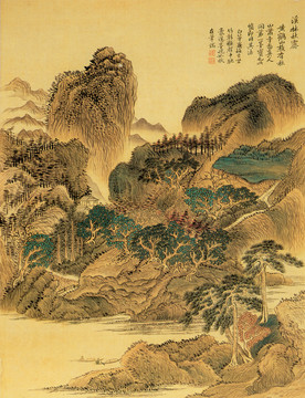 惲南田柳葉松石圖