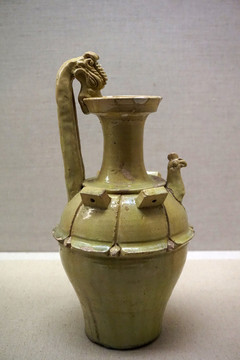 黃綠釉龍柄鳳首壺