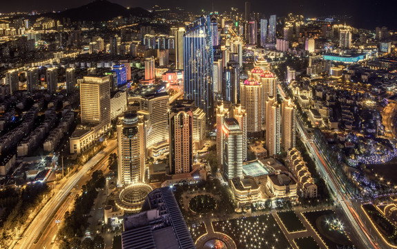 青岛东部晚霞夜景