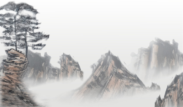 手繪寫意山水