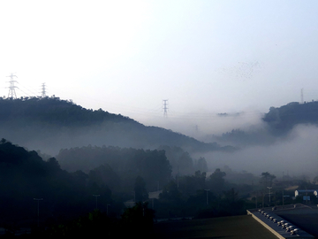 山上晨雾的风景