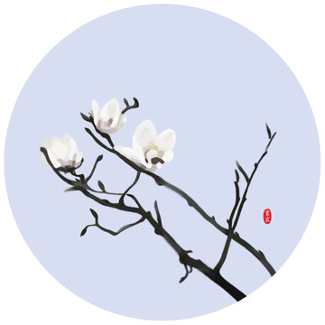 玉蘭花裝飾畫