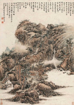 石溪幽澗聽(tīng)瀑圖