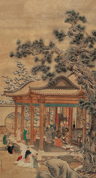 郎世寧乾隆賞雪圖