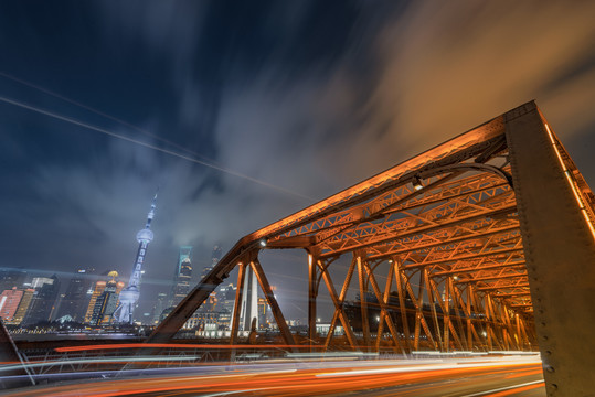 上海外白渡桥灯光夜景