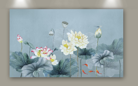 荷花裝飾畫