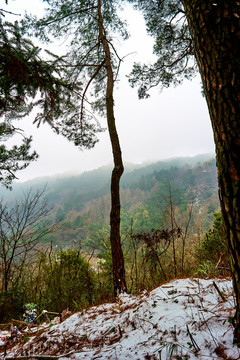 深山雪景