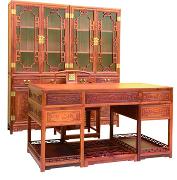 红木书桌书柜