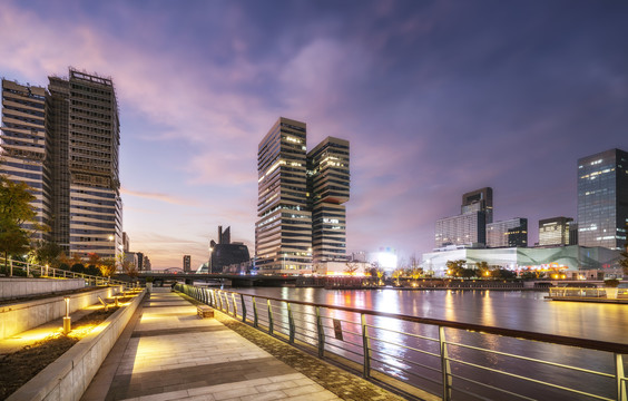 宁波现代建筑景观夜景