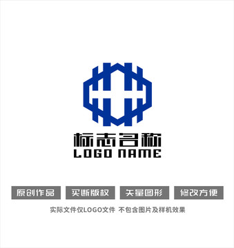 HH字母标志鼎logo