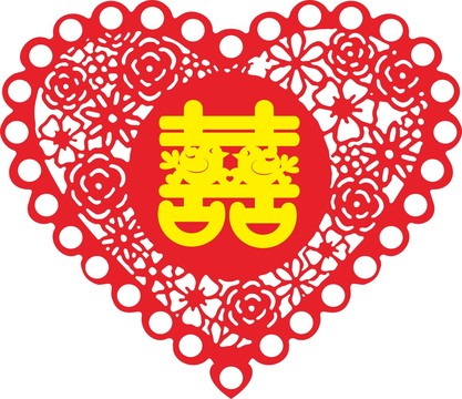 心型貼金喜字