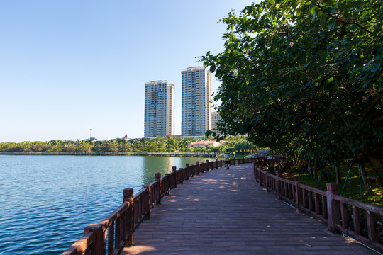 广东湛江滨湖湿地公园观景长廊