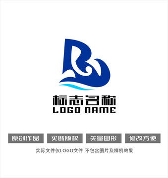 RY字母B标志飞鸟帆船logo