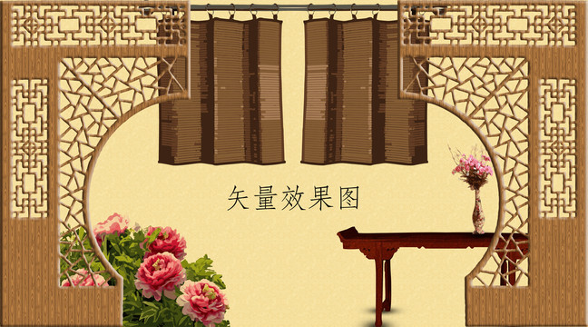 相冊畫冊背景海報(bào)分層古典門家具