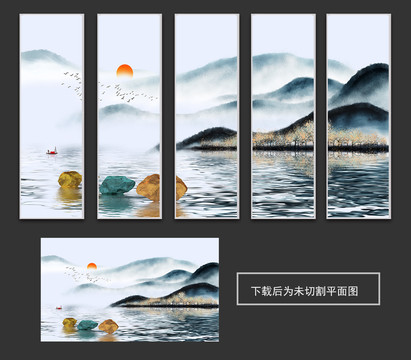 新中式寫(xiě)意山水客廳裝飾畫(huà)