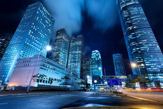 香港现代城市夜景