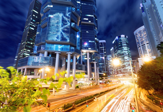 香港现代城市夜景