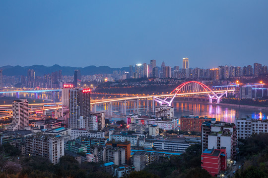 重庆两路口菜园坝长江大桥夜景