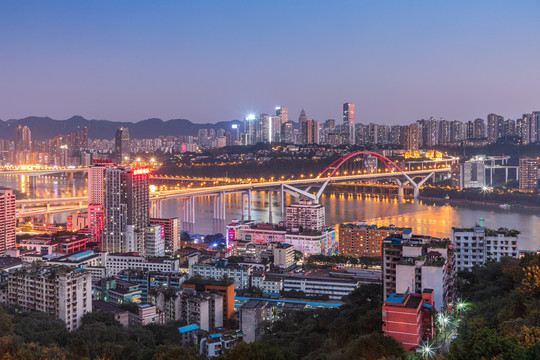 重庆两路口菜园坝长江大桥夜景