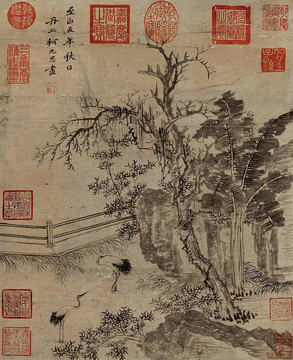 柯九思庭院鶴舞圖