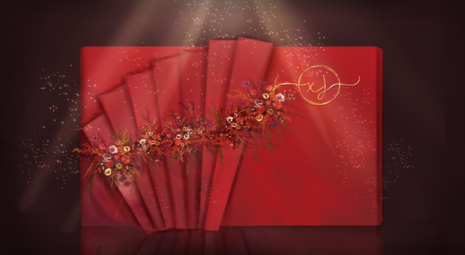 紅色泰式簡約婚禮迎賓區(qū)