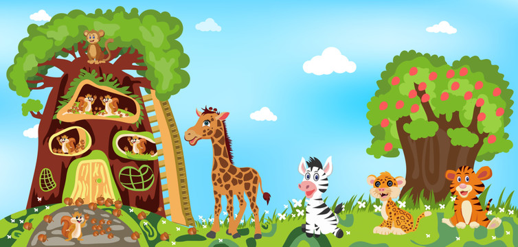 幼儿园公园动物乐园壁画设计