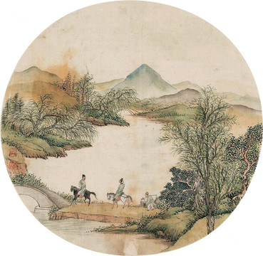 顧鶴逸 秋山行旅圖