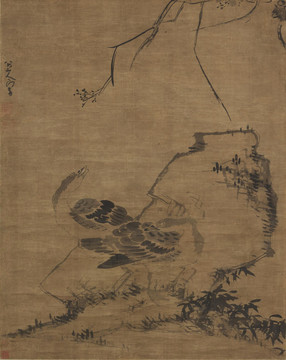 朱耷竹石蘆鴨圖
