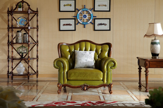 欧美古典真皮主人椅装饰架