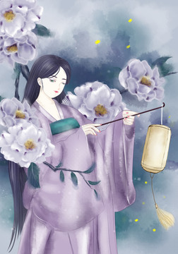 手繪古風(fēng)美人