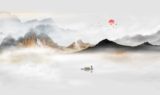水墨畫山水畫抽象風(fēng)景畫